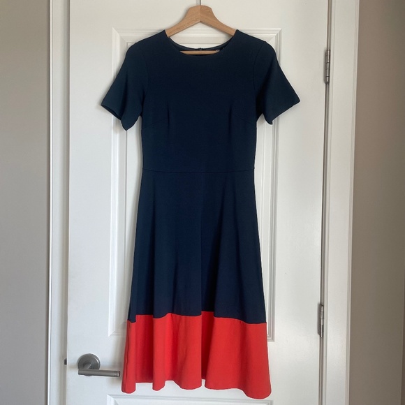 Marimekko Kirjava Short Sleeved Dress in Navy & Orange/Red (XS) EUC - Picture 1 of 5